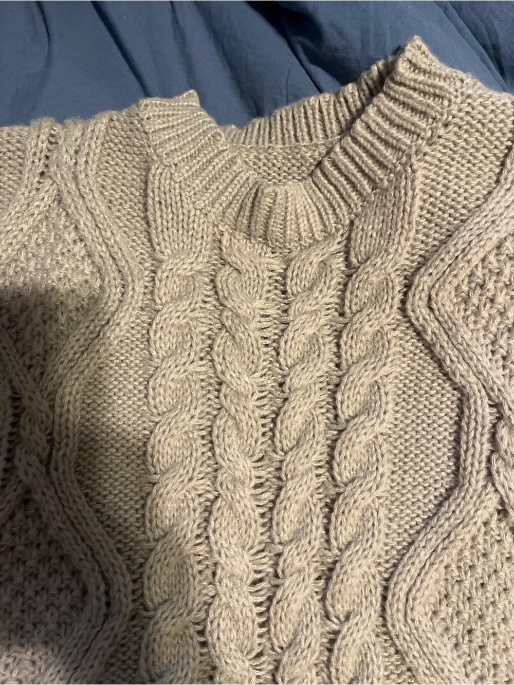 SHEIN Beige Cable Knit Crewneck Sweater